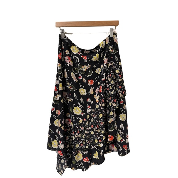 Jason Wu Multi-Color Floral Asymmetrical Ruffle Silk Skirt Size 10